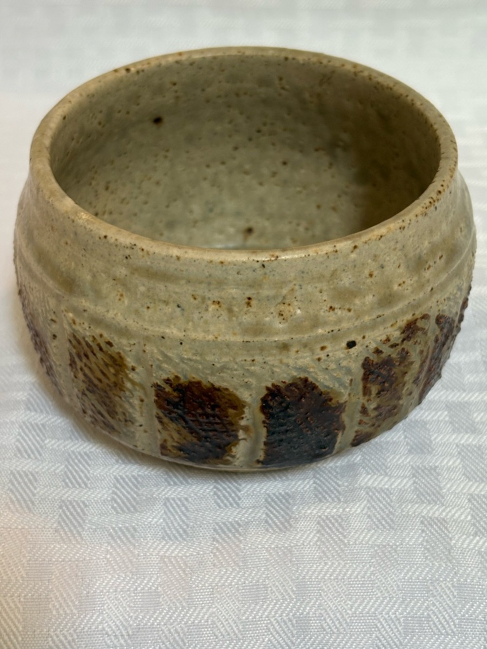 Handcrafted Stoneware Ceramic Bowl in Beige and Brown - Home Art
